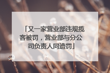 又一家营业部违规揽客被罚，营业部与分公司负责人同遭罚